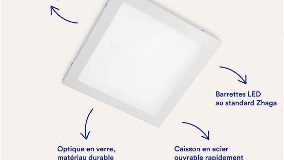 ODRI, luminaire encastré LED pour les bureaux avec un UGR